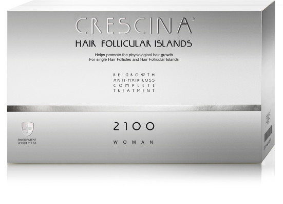 Crescina Hair Follicular Islands Complex 2100 10+10 Woman. Комплекс лосьонов (лосьон для стимуляции роста волос + лосьон против выпадения волос)