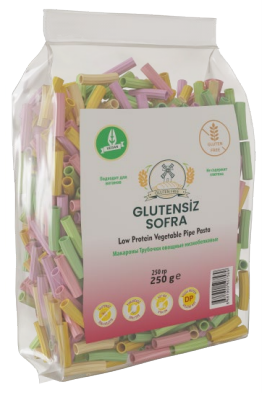Низкобелковые безглютеновые макароны «Овощные Трубочки» Sofra Low-protein Vegetable Pipe Pasta, 250 гр. SLP507589