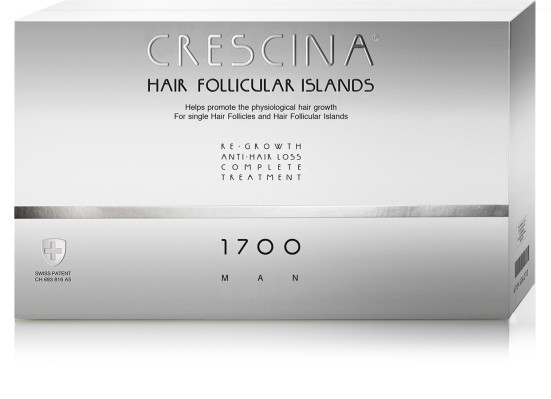 Crescina Hair Follicular Islands Complex 1700 10+10 Man. Комплекс лосьонов (лосьон для стимуляции роста волос + лосьон против выпадения волос)